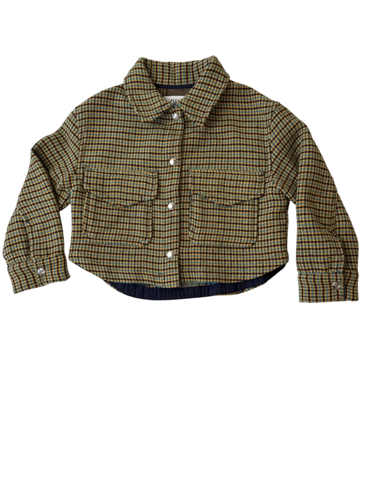 Zara Coat - Yellow Plaid Cropped Shacket | size 6/7