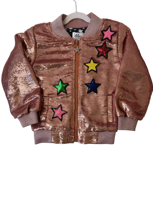 Lola & The Boys Coat - Pink Sequin Bomber | size 4T