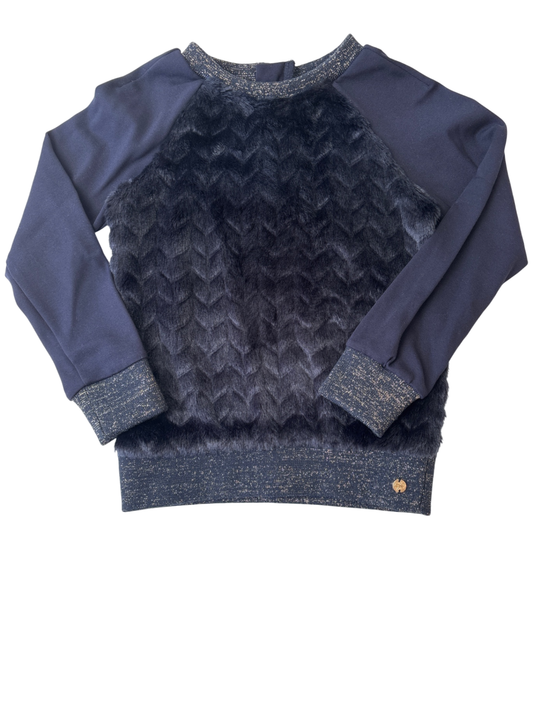 Lili Gaufrette Sweater - Navy Faux Fur | size 6
