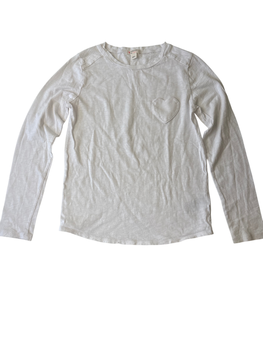 Crewcuts Long Sleeve T-Shirt - White Hear Pocket | size 10/11