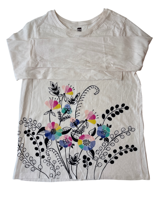 Tea Long Sleeve T-Shirt - White Floral | size 14