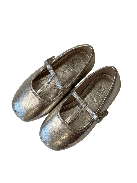 Zara Shoes - Gold t-strap | size shoe - 8