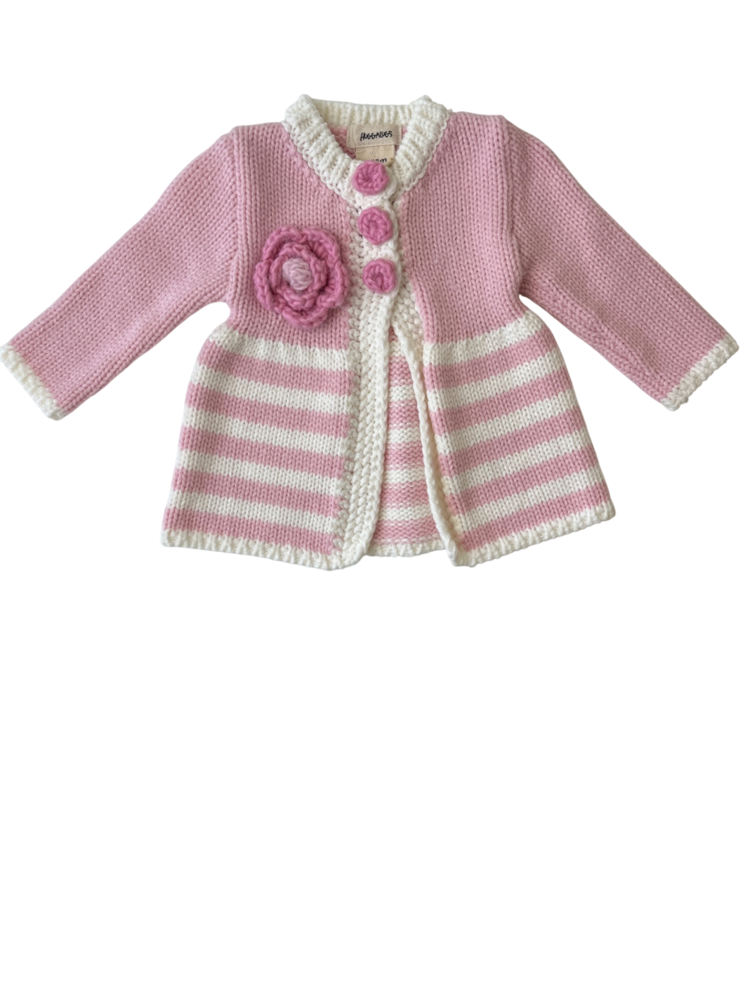 Huggalugs Jacket - Pink Knit Cardigan | size 6-12 months