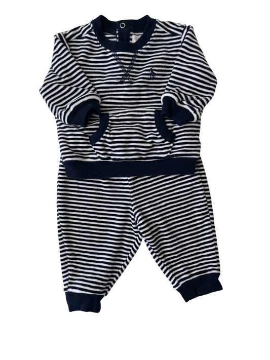 Ralph Lauren 2 Piece Ensemble - Navy/White Stripes | size 3 Months