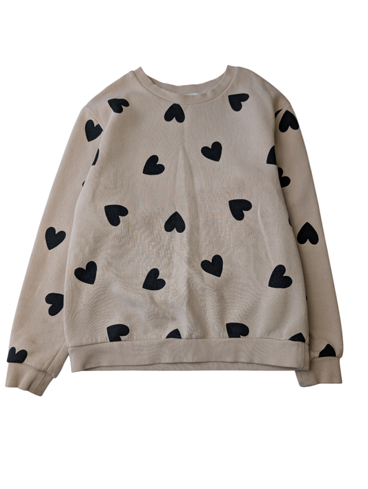 H&M Sweatshirt - Beige Hearts | size 8/10