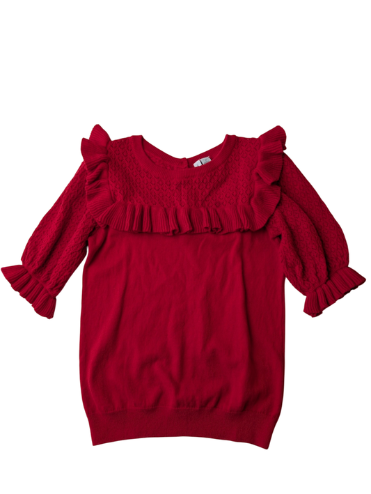 Janie and Jack Sweater - Red Flutter details | size 10
