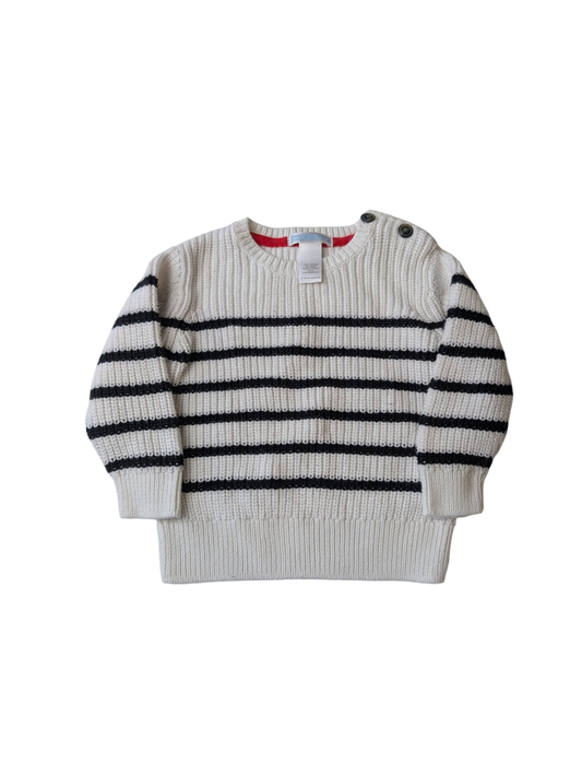 Janie and Jack Sweater - White Stripes | size 12-18 Months