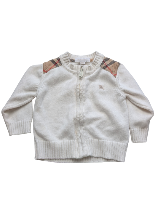 Burberry Sweater - White zip up | size 9 Months