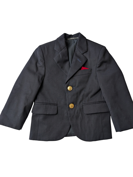 J.A. Besner Blazer - Navy w/ Red Pocket Square | size 3T
