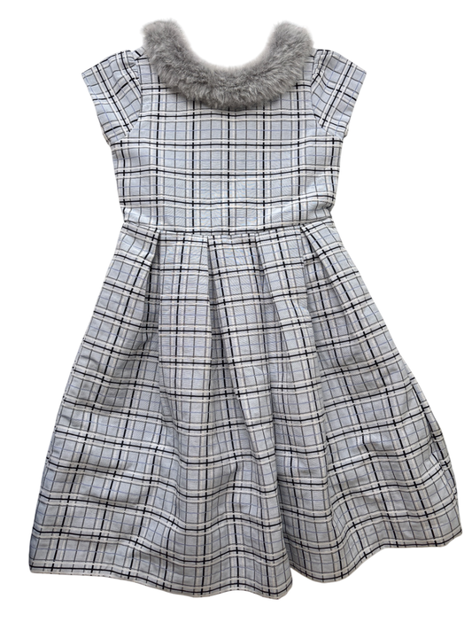 Janie and Jack Dress - Blue Faux Fur Collar | size 10