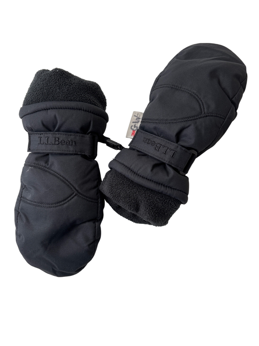 LL Bean Mittens - Black Velcro Strap | size XS