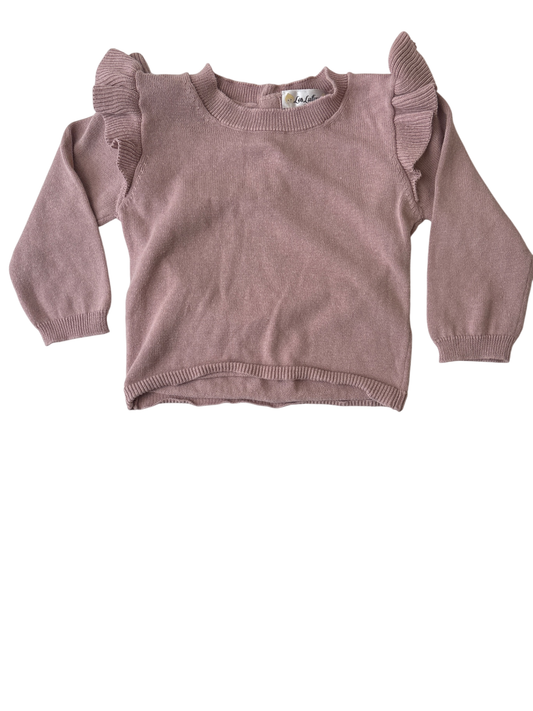 Les Lutins Sweater - Pink Ruffle Sleeve | size 18 Months