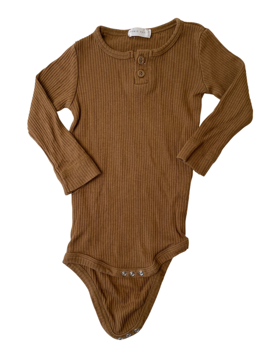 Jamie Kay Bodysuit - Brown Ribbed | size 6 - 12 Months