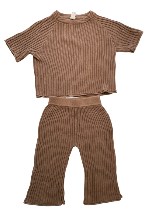 Illoura The Label 2 Piece Ensemble - Brown Knit | size 3T