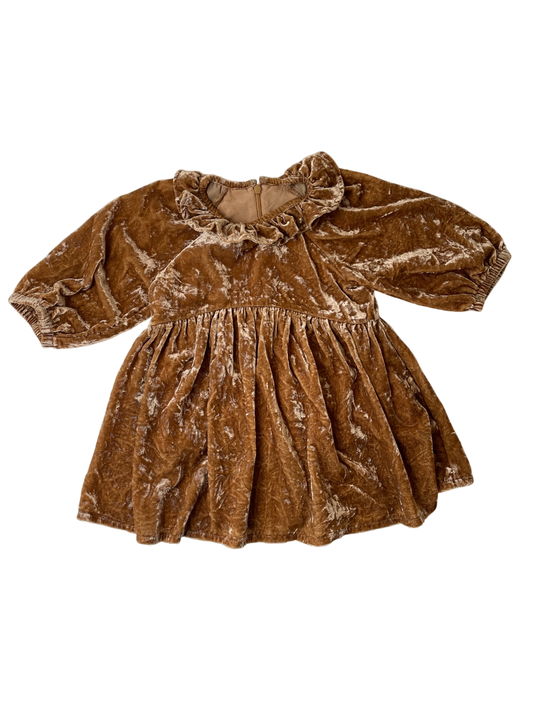 Noralee Dress - Brown Crushed Velvet | size 2T