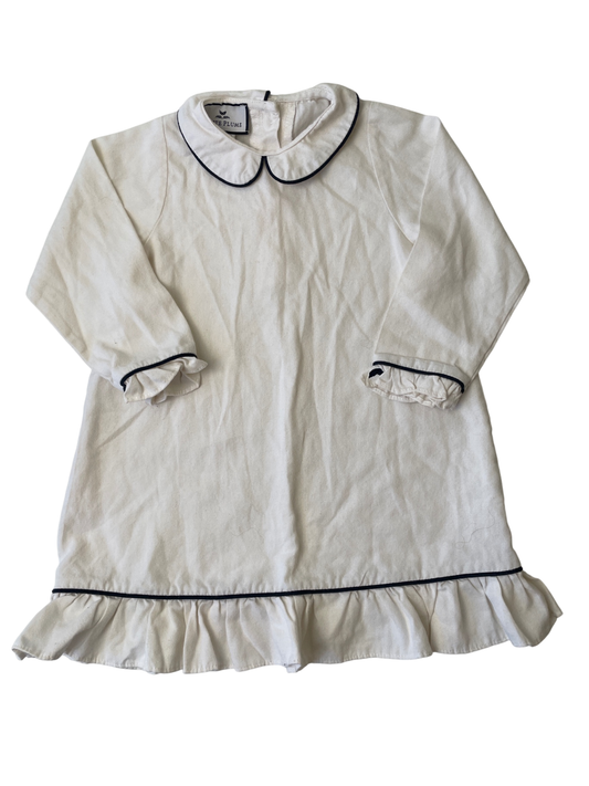 Petite Plume Dress - White Solid + Navy Trim | size 2T
