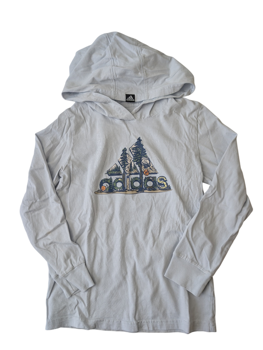 Adidas Long Sleeve Tee Hoodie - Blue Outdoor logo | size 7