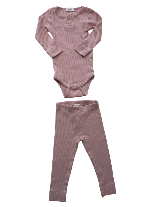 Jamie Kay 2 Piece Ensemble - Pink Ribbed | size 3 - 6 Months