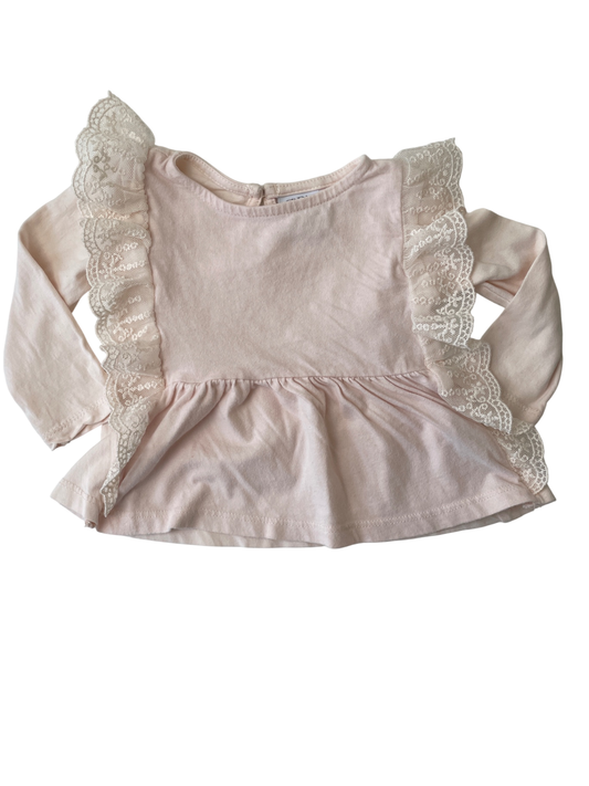 Zara Shirt - Pink Lace Detail | size 6 - 9 Months