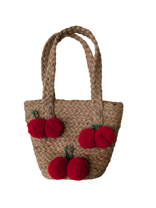 Anthropologie Purse - Tan Jute w/ Cherries | size OS