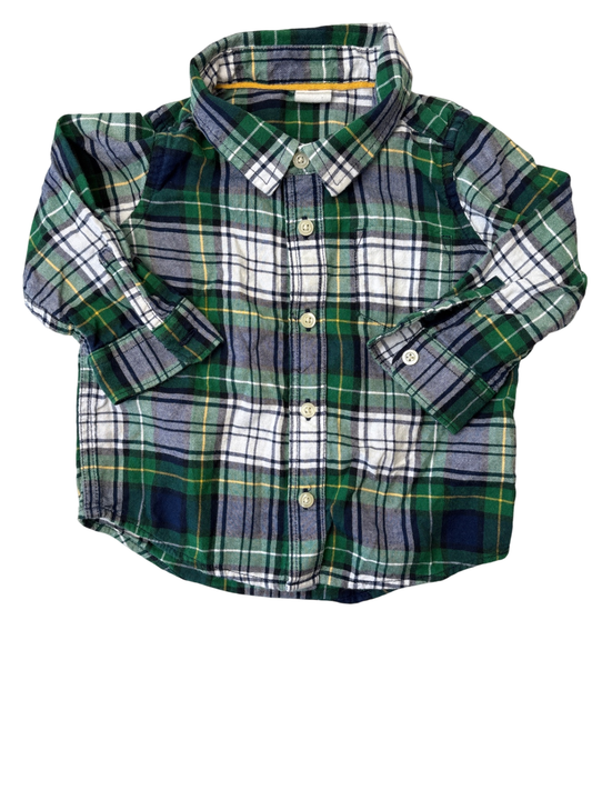 BabyGap Shirt - Green Plaid Button Down | size 12 - 18 Months