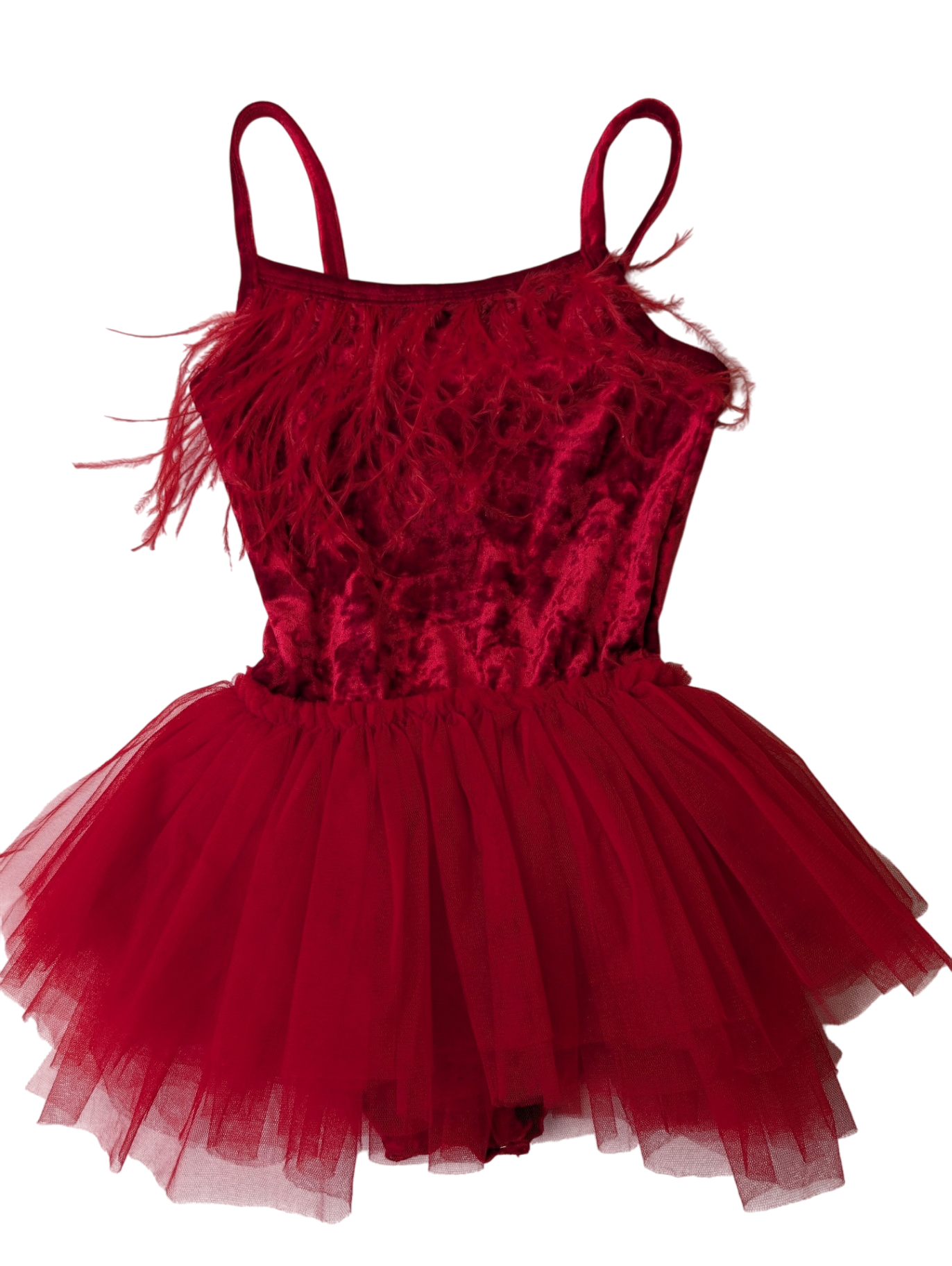 Petite Hailey Leotard - Red feather tutu | size 5