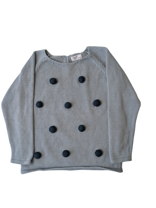tun tun Sweater - Blue Pom Pom | size 18 - 24 Months