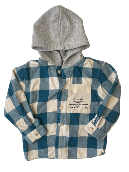 Zara Shirt - Blue Plaid Hoodie | size 2T/3T