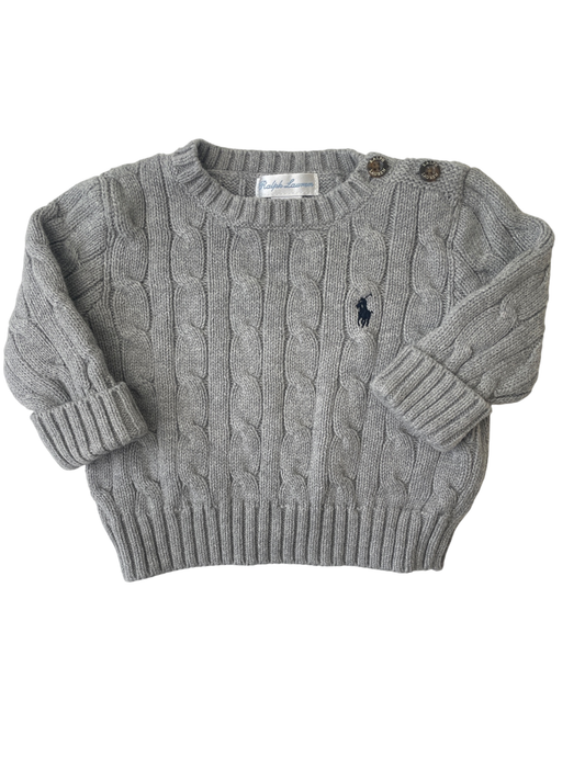 Ralph Lauren Sweater - Gray Cable Knit | size 3 Months