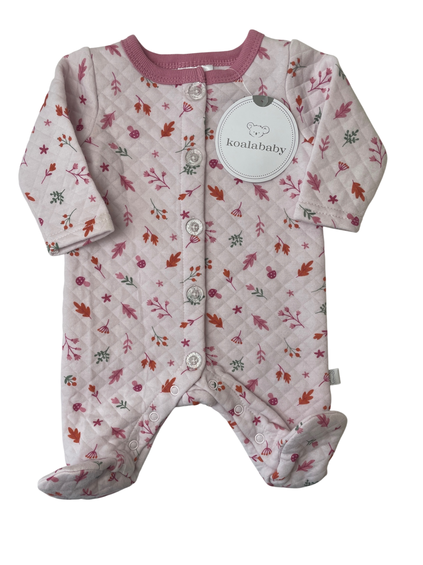 Koala Baby Onesie - Pink Quilted Glitter Buttons | size Newborn