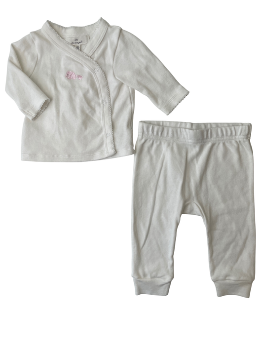 Starting Out 2 Piece Ensemble- White Pink Elephant | size 3 Months