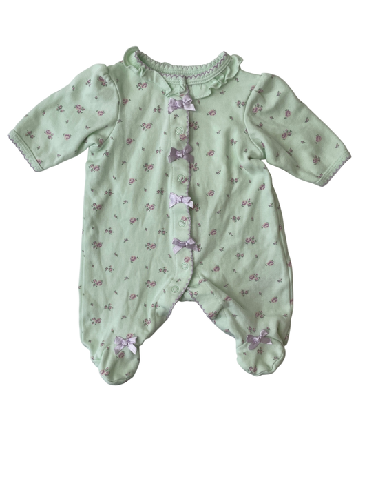 Little Me Onesie - Green Floral Bows | size Preemie