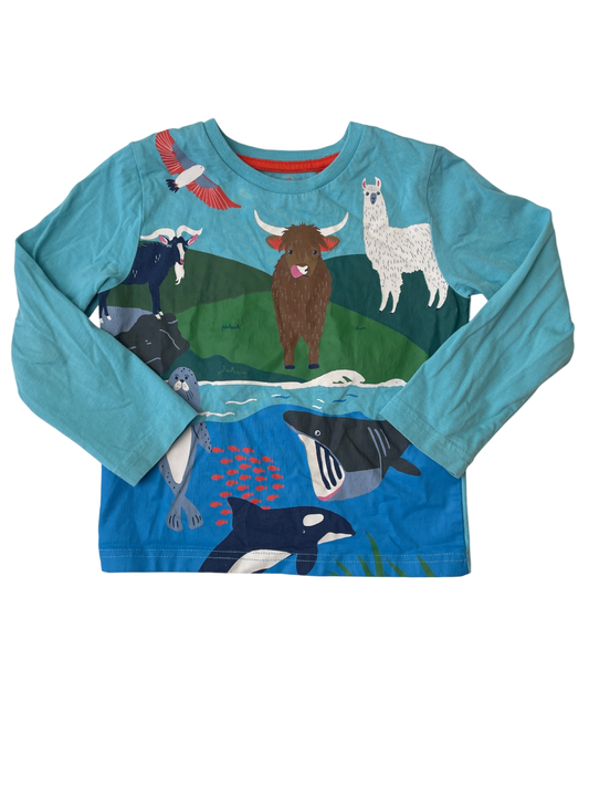 Mini Boden Long Sleeve T-Shirt - Blue Animal Graphic | size 3T/4T