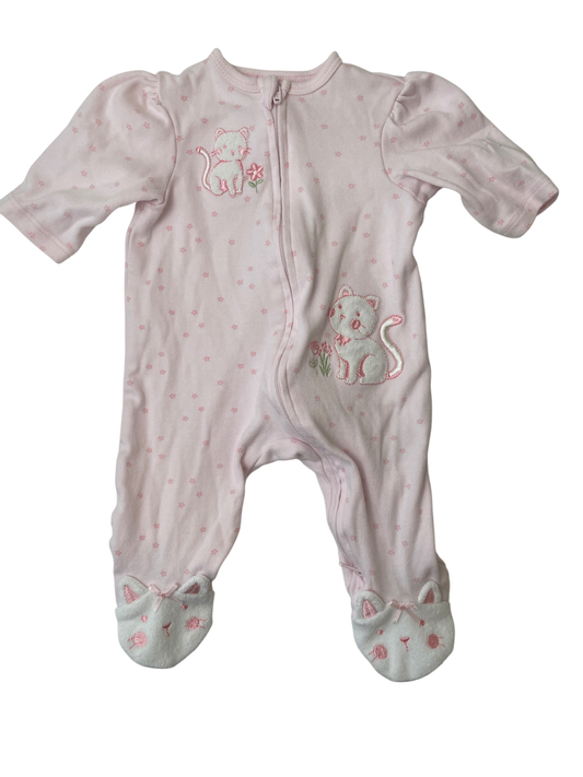 Little Me Onesie - Pink Cat Embroidery | size Newborn
