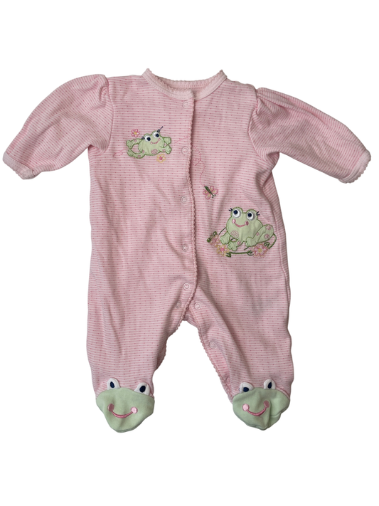 Little Me Onesie - Pink Green Frogs | size Newborn
