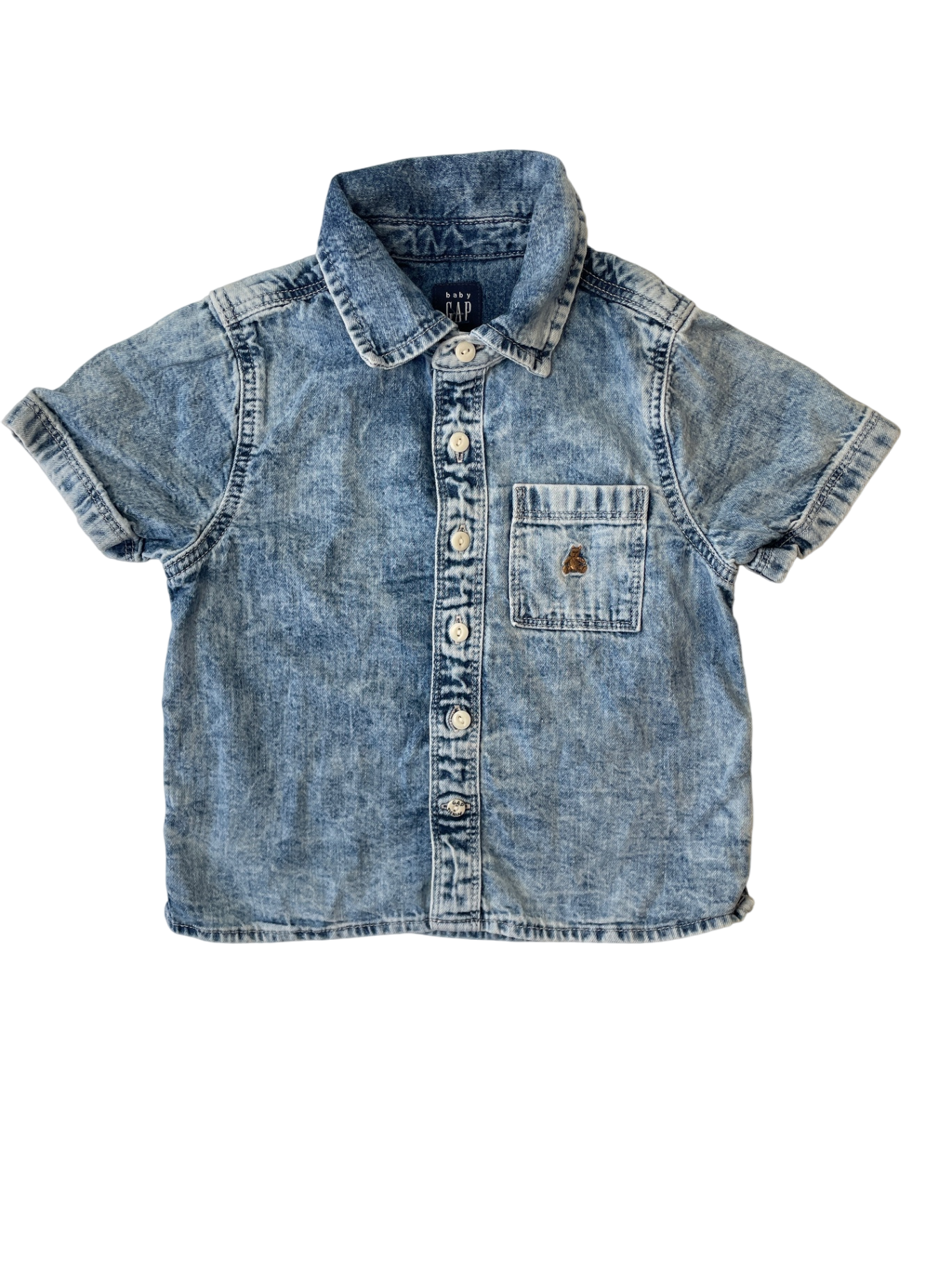 BabyGap Shirt - Blue Acid Wash Denim Button Down | size 3T