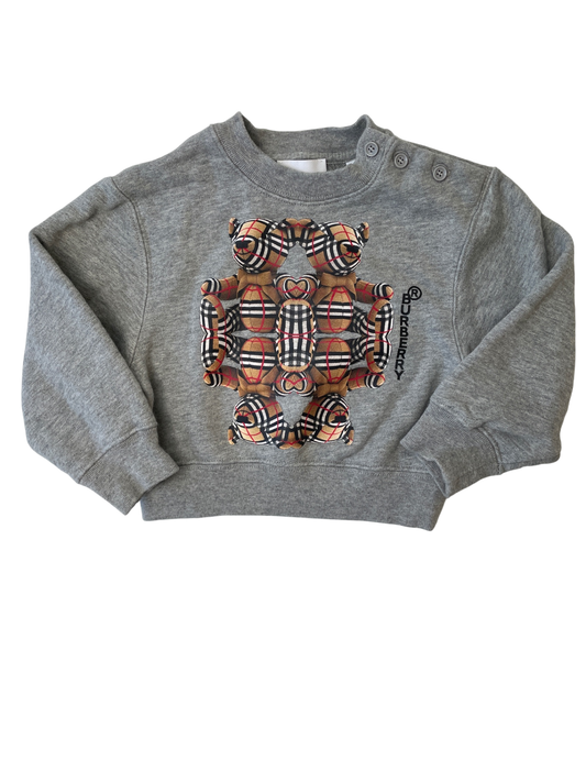 Burberry Sweatshirt - Gray Crewneck Bear Graphic | size 18 Months