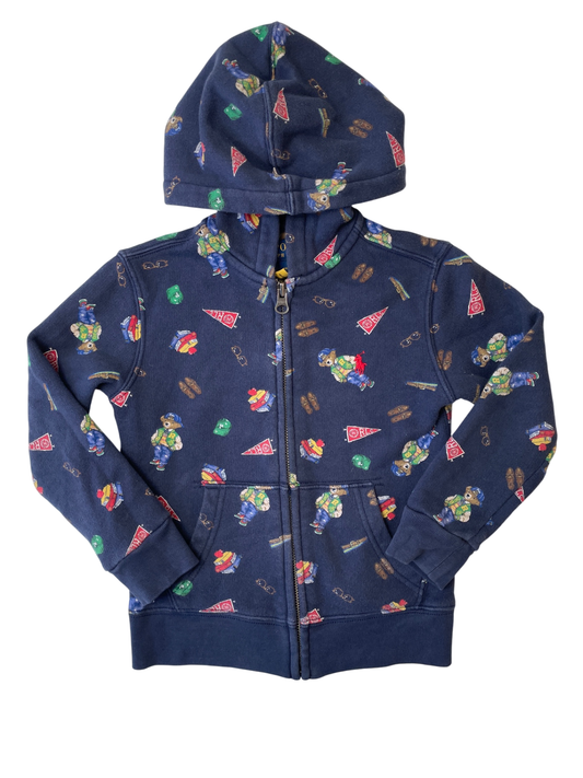 Polo Ralph Lauren Sweatshirt - Navy Blue Zip Up Bear Pattern | size 4T