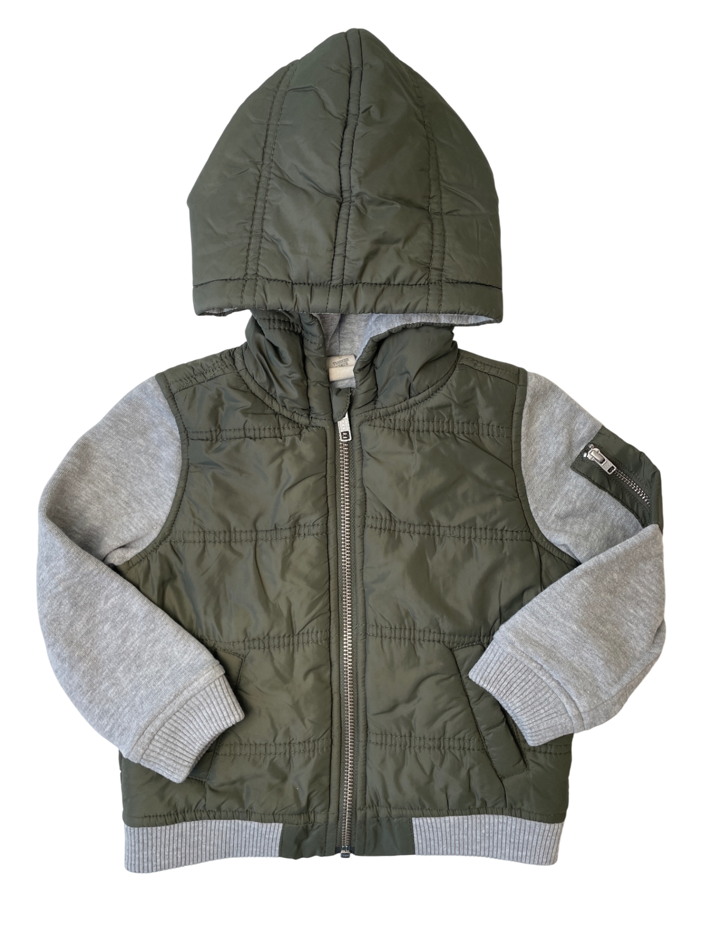 Tucker + Tate Jacket/Coat - Green Puffer + Sweatshirt Sleeves | size 18 Months