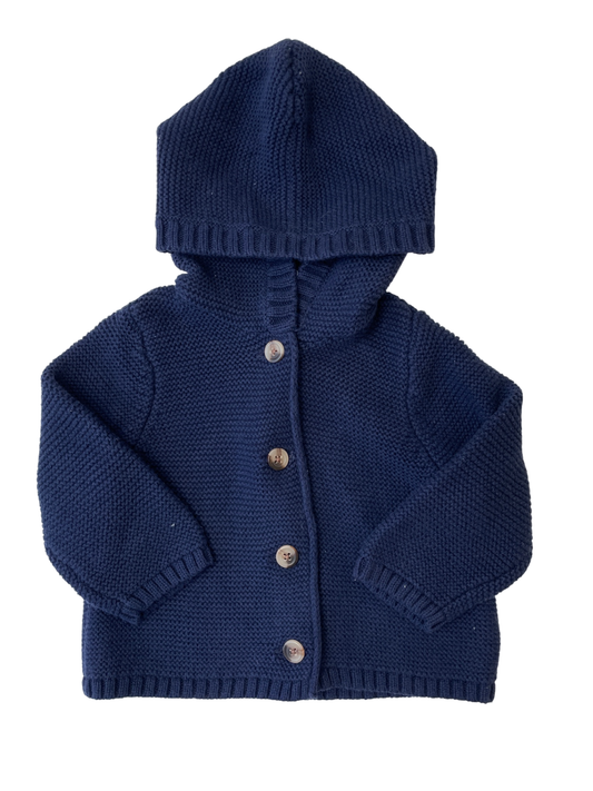 Old Navy Sweater - Navy Blue Knit Cardigan with Hood | size 6 - 12 Months