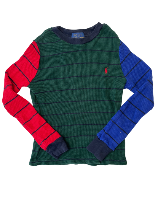 Polo Ralph Lauren Long Sleeve T-Shirt - Green Waffle Knit Color Block | size 5T