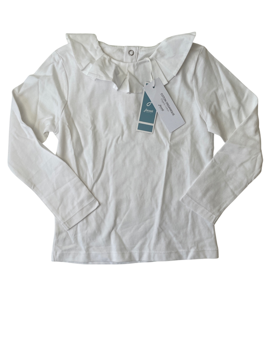 Jacadi Shirt - White Ruffle Collar | size 4T