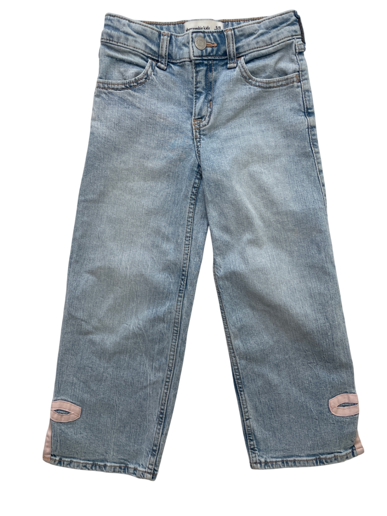 Abercrombie Kids Jeans - Blue Wide Leg Split Hem w/ Bow | size 5/6
