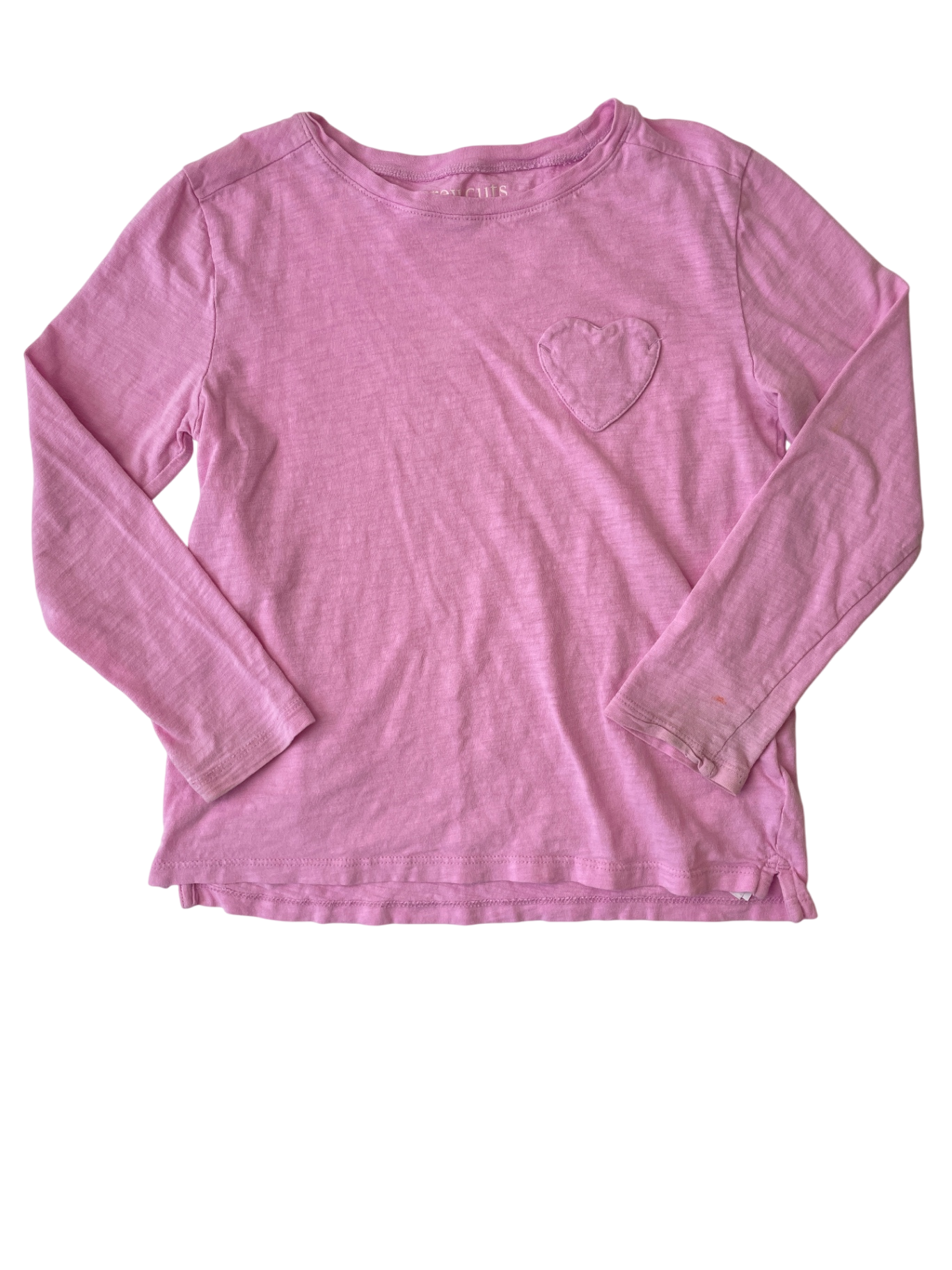 Crewcuts Long Sleeve T-Shirt - Pink Heart Pocket | size 6/7