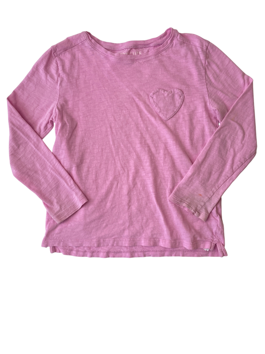 Crewcuts Long Sleeve T-Shirt - Pink Heart Pocket | size 6/7