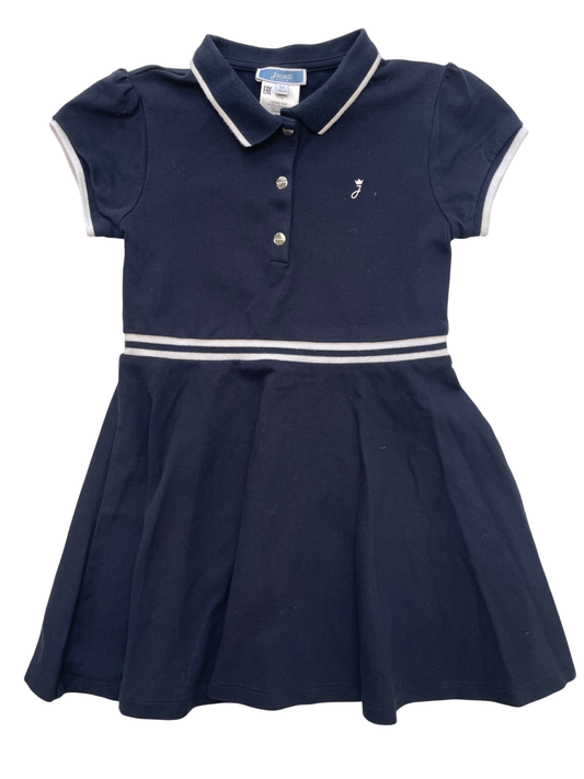 Jacadi Dress - Navy Blue Polo + White Trim | size 5T