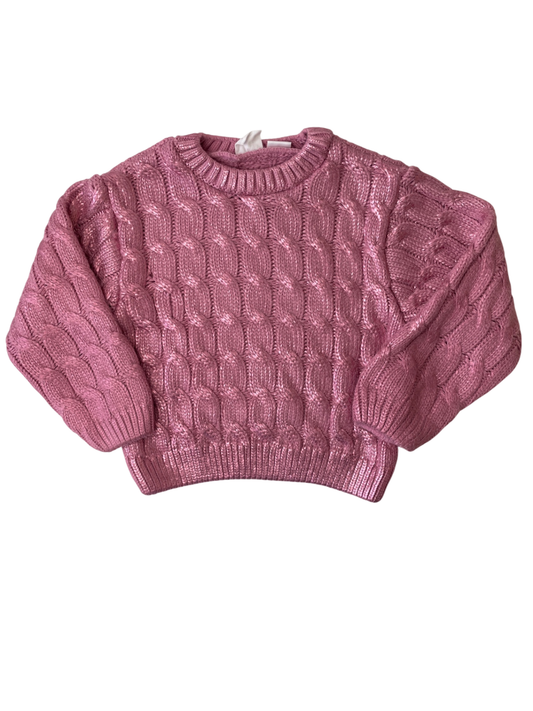 Zara Sweater - Pink Metallic Cable Knit | size 4T/5T