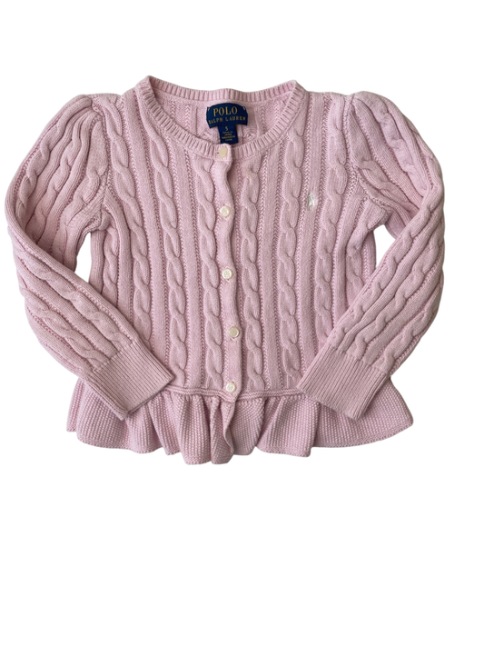 Polo Ralph Lauren Sweater - Pink Knit Cardigan with Ruffle | size 5T