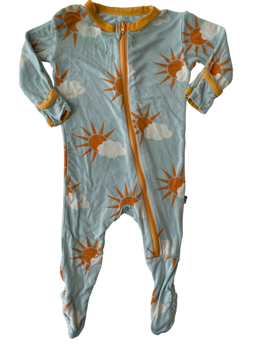 Kickee Pants Onesie - Blue Sun and Cloud | size 0 - 3 Months