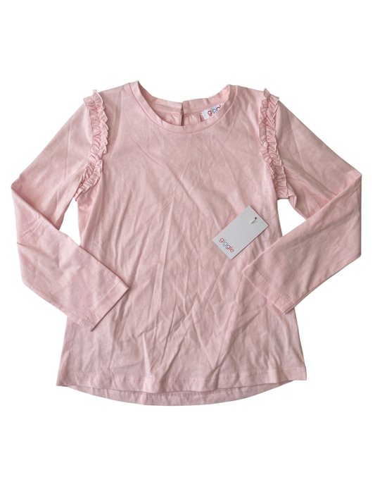 Giggle Long Sleeve T-Shirt - Pink Shoulder Ruffle | size 4T